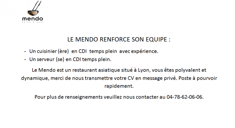 Recrutement cuisinier Lyon 3